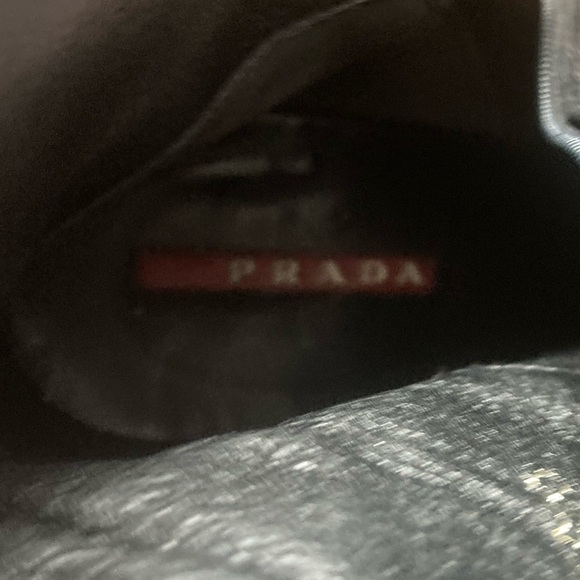 Prada Black Leather Ankle Wedge Boots, size 8 - Picture 6 of 11